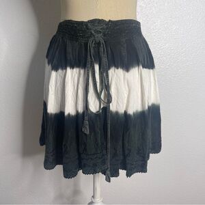Boho Hippie Skirt OS (but s/m) Tye Dye Mini Tie Back Short Earth Tone Witchy